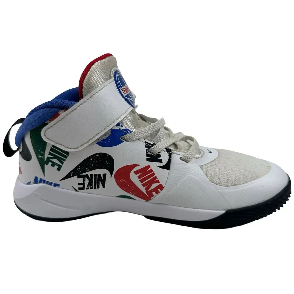 Nike Team Hustle Basketball Shoes Size US 2.5Y Red White Blue CW5816-100